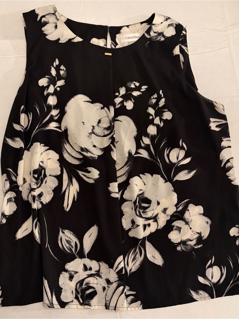 Calvin Klein Black Floral Sleeveless Blouse